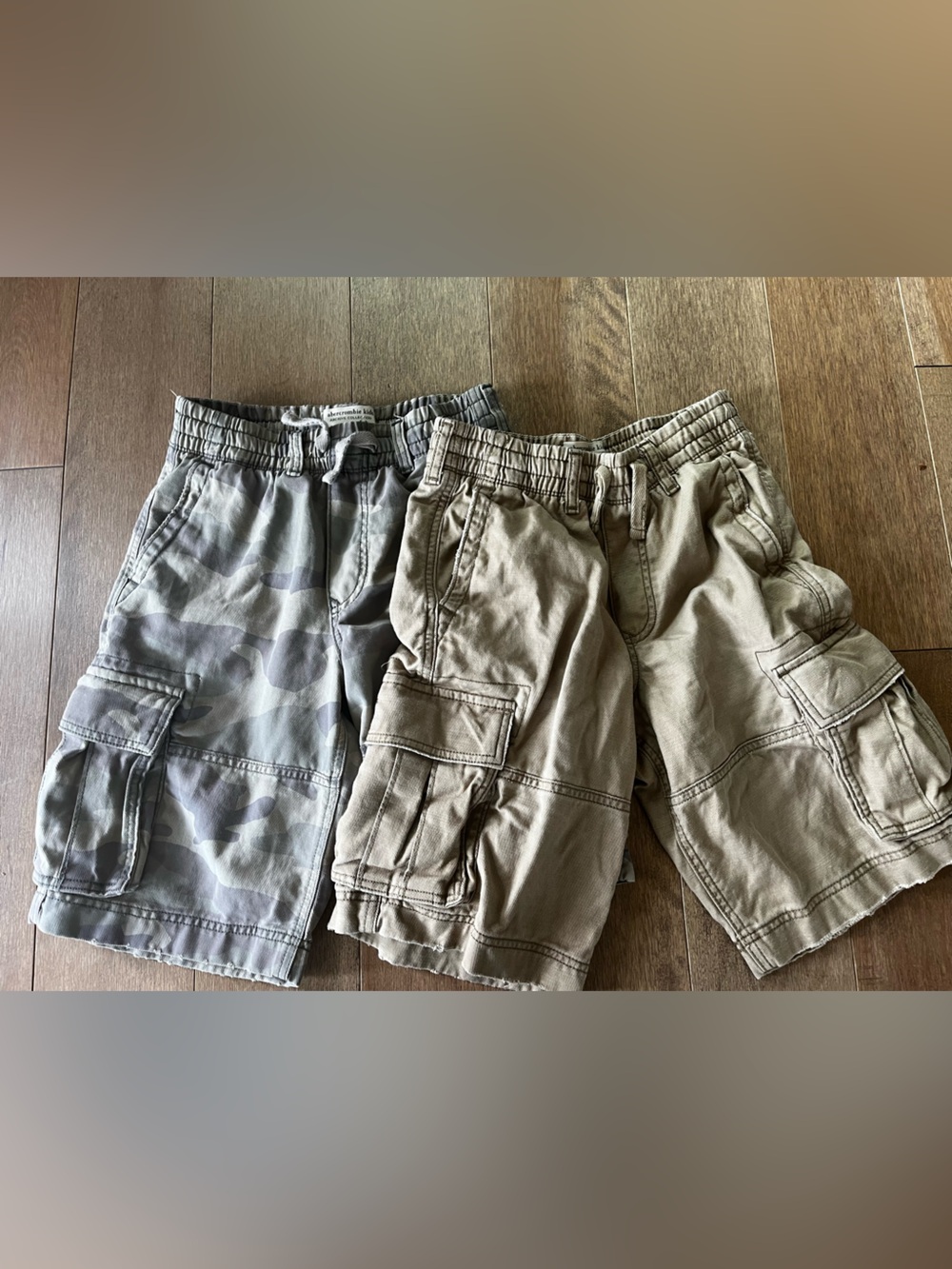 abercrombie kids Tan Cargo Shorts & Gray Camo Cargo Shorts